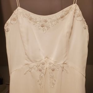 Flowy Alfred Angelo ivory dress with beading and empire waist